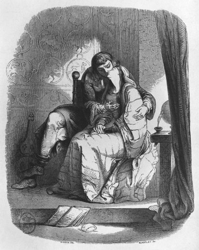 ヘロワーズとアベラールのキス、「レットル・ド・エロワーズとアベラール」のイラスト、1839 作： Jean Francois Gigoux