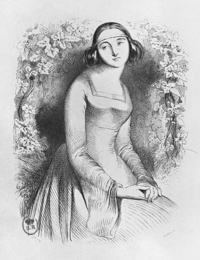 ヘロワーズ、「レットル・ド・エロワーズとアベラール」のイラスト、1839 作： Jean Francois Gigoux