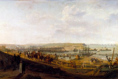 皇帝ナポレオン1世が1804年7月にブローニュの陣営を訪れる ジャン・フランソワ・ヒュー（1751-1823）の絵画 1804年 日1,9x2,26 m 作： Jean Francois Hue