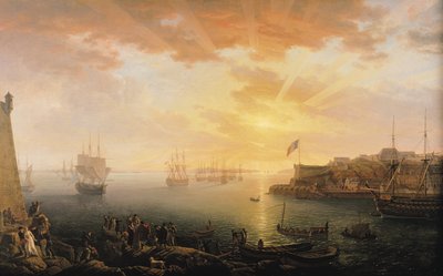 ブレストハーバーの眺め、1796 作： Jean Francois Hue