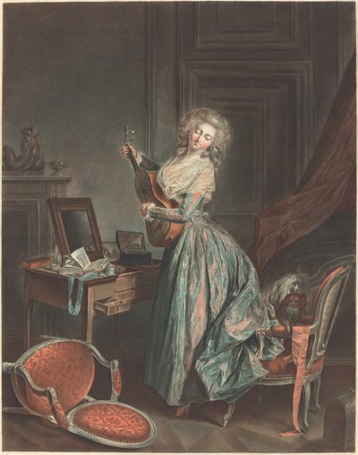 ギターを弾く女性、17881789。 作： Jean Francois Janinet