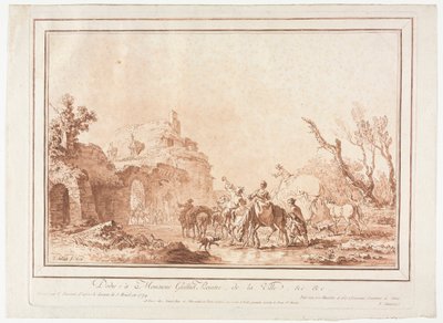 村の城壁前 作： Jean Francois Janinet