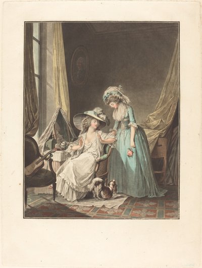 困難な告白』1787年。 作： Jean Francois Janinet
