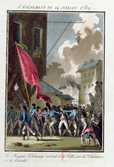 1789年7月14日にホテルドヴィルに指揮されたバスティーユ知事 作： Jean Francois Janinet