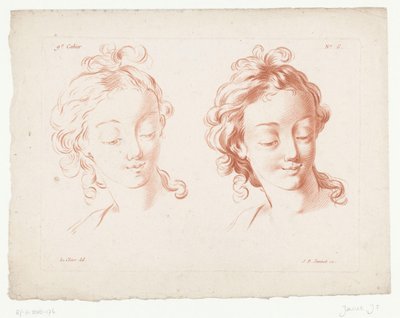 2 つの女性の頭 人体の一部を使用したコンポジション (シリーズ タイトル) IXe Cahier de Principes du Dessin d