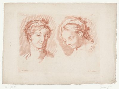2 つの女性の頭 人体パーツを使った構図（シリーズタイトル） IX Cahier de Principes du Dessin d