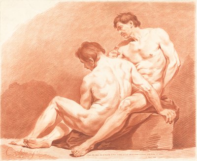 2 つの男性の裸体、c。 1774年。 作： Jean Francois Janinet