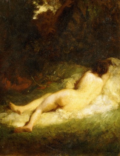 サテュロスに阻まれた眠っているニンフ、1846-47年 作： Jean Francois Millet