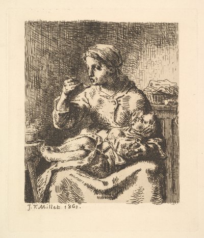 お粥の冷却、1861年。 作： Jean Francois Millet