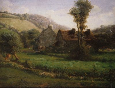 風景の中のコテージ、1871年 作： Jean Francois Millet