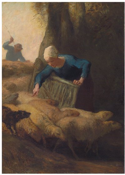 群れを数える、1847-49 作： Jean Francois Millet