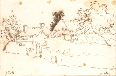 木々に囲まれた農場、ヴィシー (アリエ) 作： Jean Francois Millet