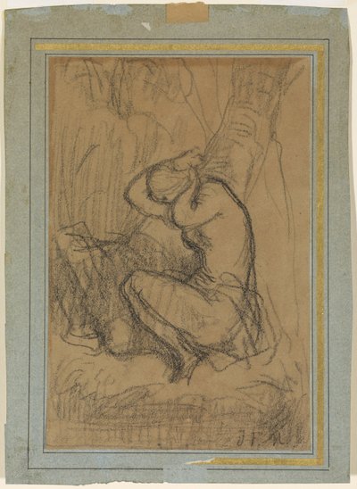 お風呂の後、長い髪をピンで留める若い女性 作： Jean Francois Millet
