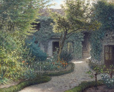 "La maison de Theodore Rousseau (1812-1867) a Barbizon" （バルビゾンのテオドール・ルソーの家） ジャン・フランソワ（Jean-Francois）・ミレー（1814-1875）の絵画 個人蔵 作： Jean Francois Millet