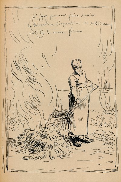 農民の燃える雑草、19世紀 作： Jean Francois Millet