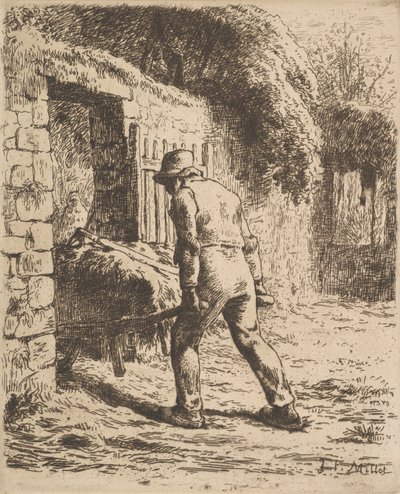 手押し車を押す農民、1855 作： Jean Francois Millet