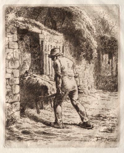 手押し車を持った農民 作： Jean Francois Millet