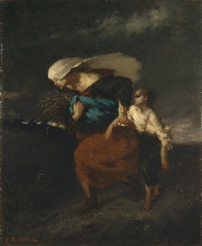 嵐からの撤退、1846年頃 作： Jean Francois Millet