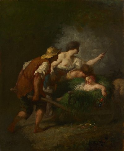 野原からの帰還、c.1846-1847 作： Jean Francois Millet