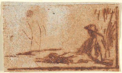 座っている農民、1830年から75年。 作： Jean Francois Millet