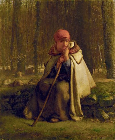 座っている羊飼い、1852年頃 作： Jean Francois Millet