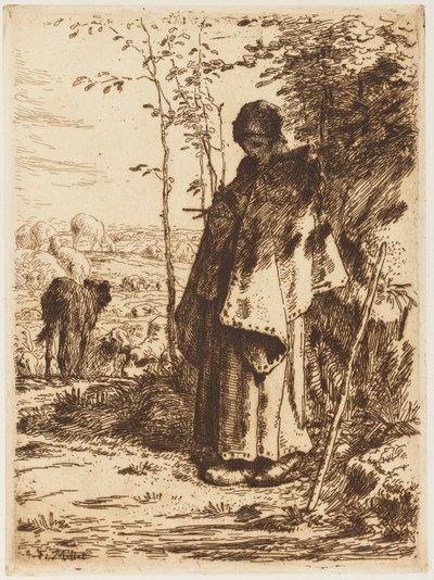 羊飼いの編み物 作： Jean Francois Millet