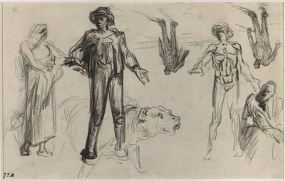 休息する収穫者のための研究（紙にコンテクレヨン） 作： Jean Francois Millet