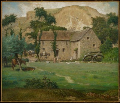 ファームハウス、1867年から69年頃（紙の上にパステルを敷き、ボードに置いた） 作： Jean Francois Millet
