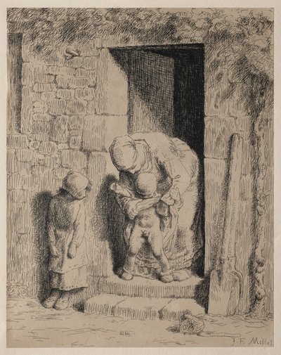 母親の予防策。 作： Jean Francois Millet