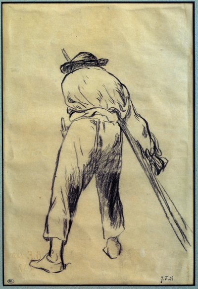 ジャン・フランソワ・ミレー（1814-1875）による「死神の描画準備」 19世紀 パリ、ルーヴル美術館 作： Jean Francois Millet