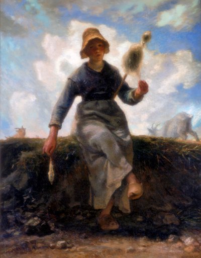 スピナー、オーヴェルニュのゴザード、c1868-1869 作： Jean Francois Millet
