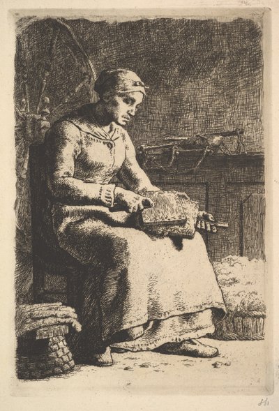 1855-56年頃の「ウールカーダー」。 作： Jean Francois Millet