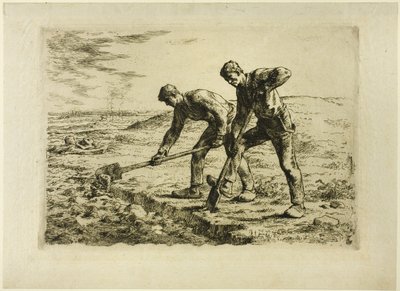 掘っている二人の男 作： Jean Francois Millet