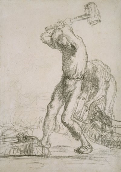 木を製材して割る 2 人の農夫、c1850-1851 作： Jean Francois Millet