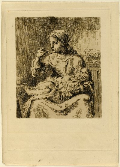 彼女の子供に餌をやる女性 作： Jean Francois Millet