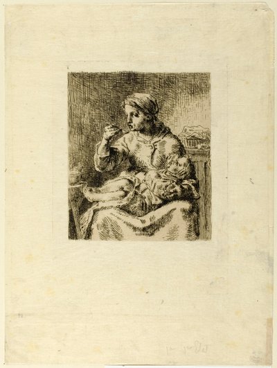 彼女の子供に餌をやる女性 作： Jean Francois Millet