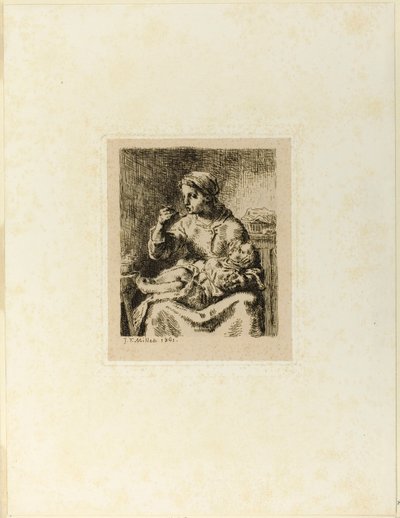 彼女の子供に餌をやる女性 作： Jean Francois Millet