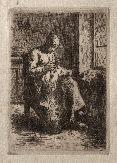 女性の縫製。 作： Jean Francois Millet