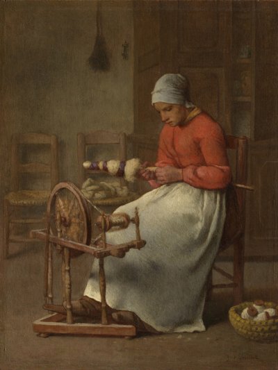 女性の紡績、1855〜60年頃 作： Jean Francois Millet