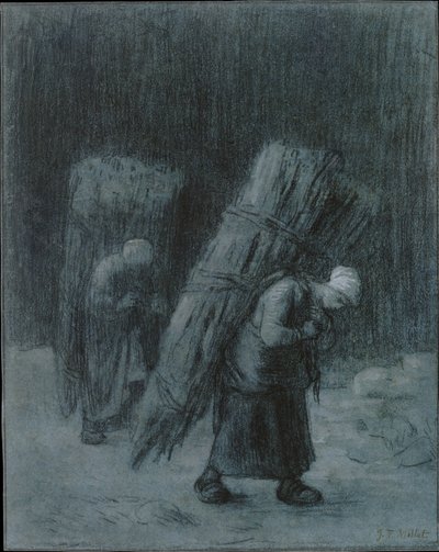 小枝を運ぶ女性、カリフォルニア州。 1858年。 作： Jean Francois Millet