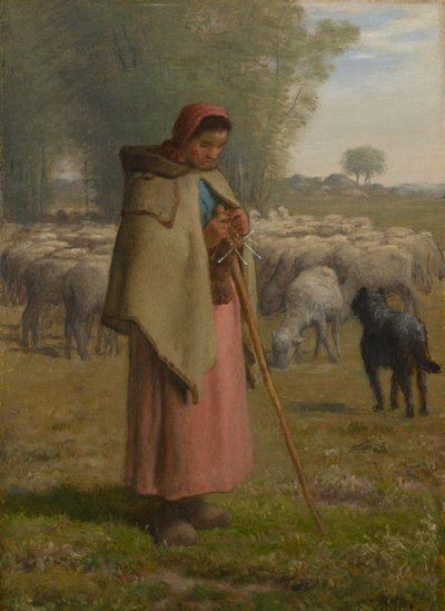 羊を守る少女、1860年頃？62 作： Jean Francois Millet