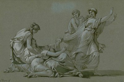 1778年頃にミノタウロスの犠牲になった犠牲者として提供されるアテネの青年と乙女。 作： Jean François Pierre Peyron