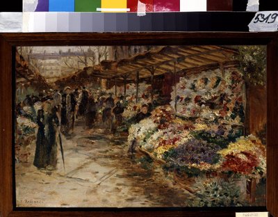 花市場。 ジャン フランソワ ラファエリ (1850-1924) の絵画 作： Jean Francois Raffaelli