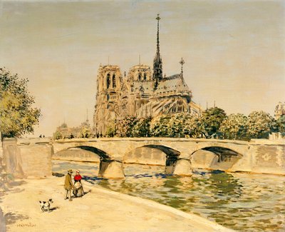 ノートルダム大聖堂とセーヌ川 作： Jean Francois Raffaelli