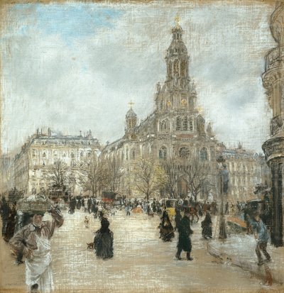 トリニテ広場、パリ、1886年頃。 作： Jean Francois Raffaelli