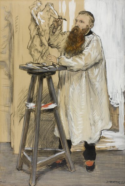 彫刻家オーギュストロダンのスタジオでの肖像、1889年 作： Jean Francois Raffaelli