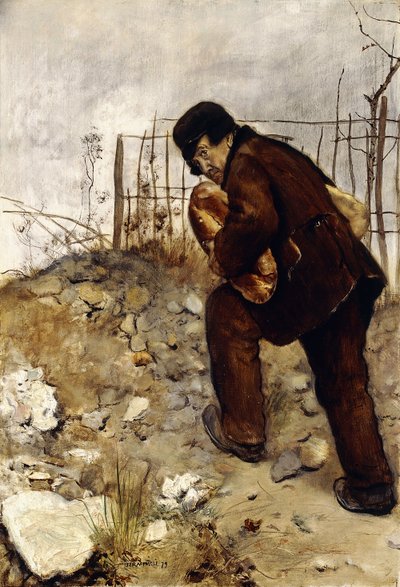 1879年にパンを2斤持つ男 作： Jean Francois Raffaelli