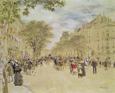 1870年以降のパリのパビリオンドハノーヴルとブールバールデイタリアーヌ（ガッシュとトイレ紙） 作： Jean Francois Raffaelli