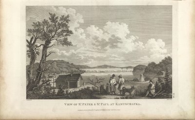 ペトロパブロフスク港の眺め、1780 年代。 作： Jean Francois de Galaup La Perouse