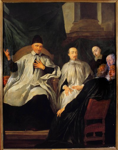 聖ヴィンセント・ド・ポール（1581-1660）教会員の集会での議長 ジャン・フランソワ・ド・トロイ（1679-1752）による絵画 17世紀 パリ、サン・スルピス教会 作： Jean François de Troy